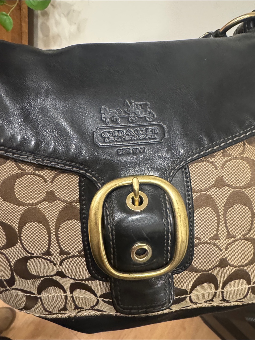 Coach Bleeker Brown Signature Canvas with Buckle Leather Flap shoulder bag - Picture 5 of 11